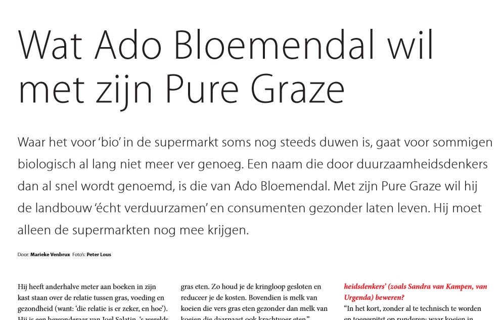 Foodpersonality - Wat Ado Bloemendal wil met zijn Pure Graze